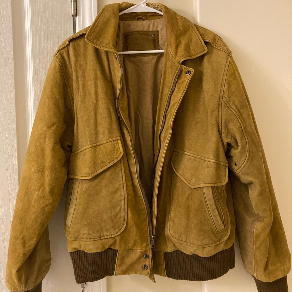 Yellow Genuine Leather Bomber Jacket